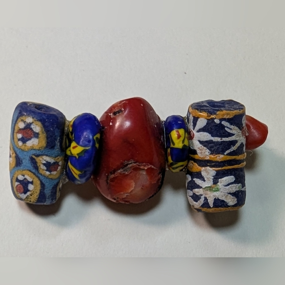 Wendy Gell brooch Coral and African beads.